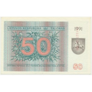 Litva, 50 talonas 1991 - s doložkou -