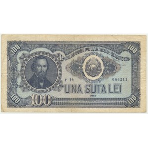 Rumunsko, 100 lei 1952 - modrý čitateľ