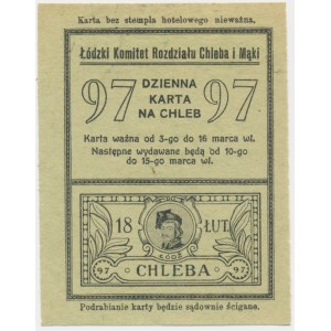Łódź, kartka żywnościowa na chleb 1917 - 97 - jednorazowa -