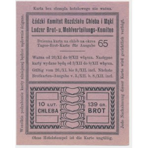 Łódź, kartka żywnościowa na chleb 1917 - 65 - jednorazowa -