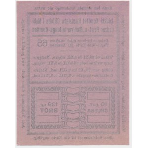 Łódź, kartka żywnościowa na chleb 1917 - 65 - jednorazowa -