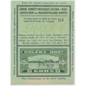Lodž, potravinový lístek na chléb 1917 - 64 - na jedno použití