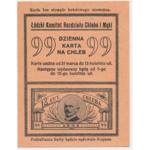 Łódź, kartka żywnościowa na chleb 1917 - 99 - jednorazowa -