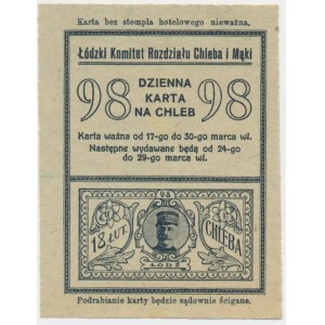Łódź, kartka żywnościowa na chleb 1917 - 98 - jednorazowa -
