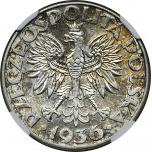 Żaglowiec, 2 złote 1936 - NGC AU58