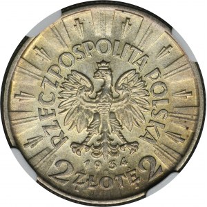 Piłsudski, 2 złote 1934 - NGC AU58