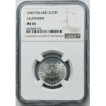 1 zlatý 1949 hliník - NGC MS65