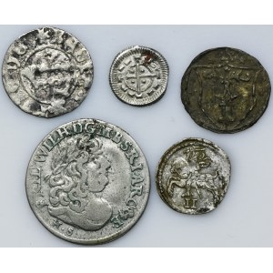 Set, Poland, Lithuania, Hungary, Prussia and Brangenburg-Prussia, mix of coins (5 pcs.)