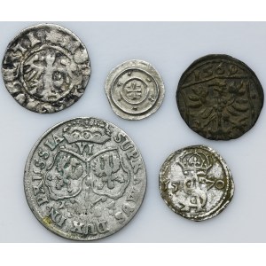 Zestaw, Polska, Litwa, Węgry, Prusy i Brandenrburgia-Prusy, mix monet (5 szt.)