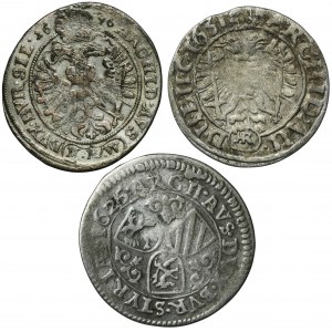 Sada, Rakousko, Ferdinand II a Leopold I, 3 krajcary (3 kusy).