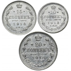 Set, Russia, Nicholas II, Kopeck Petersburg 1913 (3 pcs.)