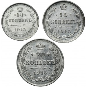 Set, Russia, Nicholas II, Kopeck Petersburg 1915 (3 pcs.)