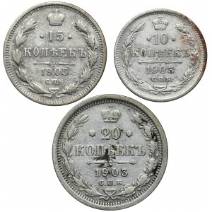 Set, Russia, Nicholas II, Kopeck Petersburg 1903 (3 pcs.)