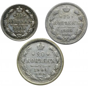 Set, Russia, Nicholas II, Kopeck Petersburg 1904 (3 pcs.)