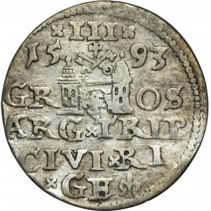 Sigismund III Vasa, 3 Groschen Riga 1593 - LI