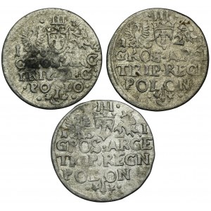 Set, Sigismund III Vasa, 3 Groschen Krakau (3 pcs.)