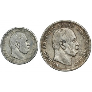 Zestaw, Niemcy, Królestwo Prus, Wilhelm I, 2 Marki i 5 Marek 1876 (2 szt.)