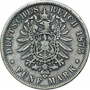 Nemecko, Pruské kráľovstvo, Viliam I., 5 mariek Hannover 1875 B