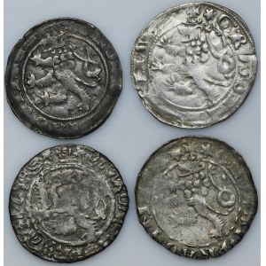 Set, Bohemia, Johann I, Karl IV and Ladislaus II Jagiellon, Groschen Kuttenberg (4 pcs.)