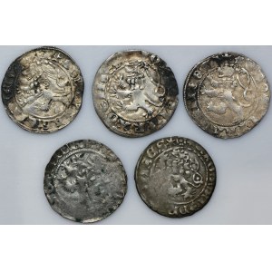 Soubor, Čechy, Jan I. Lucemburský, Václav IV. Lucemburský a Ladislav II. Jagellonský, Praha, penny Kutná Hora (5 kusů).
