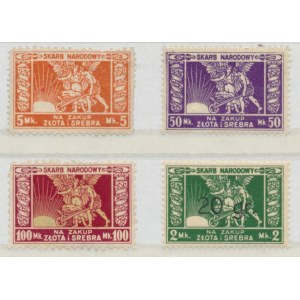 Briefmarken für den Ankauf von Silber und Gold, Satz von 2-100 Mark (4 St.)