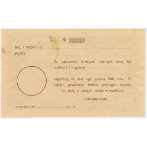 Warsaw, Food card for 200 ounces of potatoes 1917-1918
