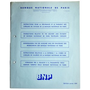 Francúzsko, Banque Nationale de Paris, vzor cestovného šeku
