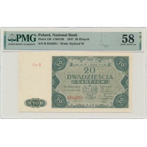 20 gold 1947 - B - PMG 58