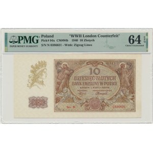 10 zlatých 1940 - L. - Londýnsky falzifikát - PMG 64 EPQ