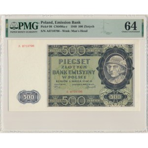 500 złotych 1940 - A - PMG 64