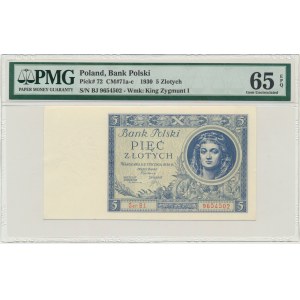 5 złotych 1930 - Ser.BJ. - PMG 65 EPQ