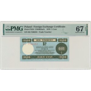 Pewex, 1 cent 1979 - HL - mały - PMG 67 EPQ