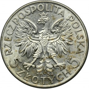 Hlava ženy, 5 zlotých Varšava 1934