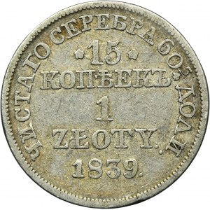 15 kopiejek = 1 złoty Warszawa 1839 MW - z efektem DUCHA