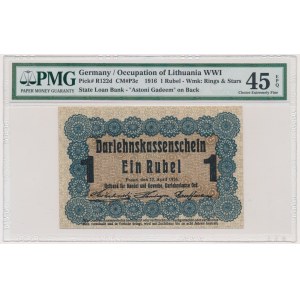 Poznaň, 1 rubľ 1916 - krátka doložka (P3c) - PMG 45 EPQ