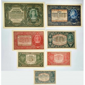 Satz, Wiener Marken, 1/2-500 Mark 1919-20 (7 Stück).