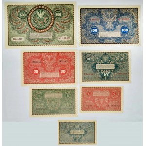 Súprava, viedenské značky, 1/2-500 mariek 1919-20 (7 kusov).