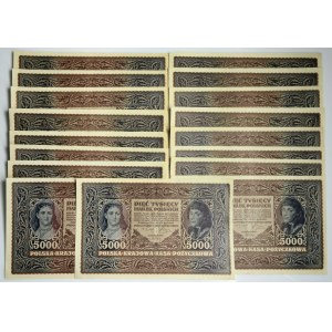 5,000 marks 1920 - III Series A and H - (17 pieces).