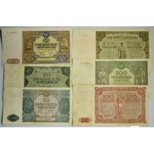 Zestaw, 20-1.000 złotych 1946-47 (6 szt.)