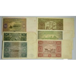 Zestaw, 20-1.000 złotych 1946-47 (6 szt.)