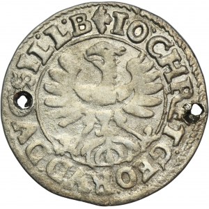 Sliezsko, vojvodstvo Legnicko-Brzesko-Wołowskie, Jan Chrystian a Jerzy Rudolf, 3 Krajcary Złoty Stok 1618 HR