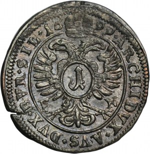 Silesia, Habsburg rule, Leopold I, 1 Kreuzer Oppeln 1699 FN