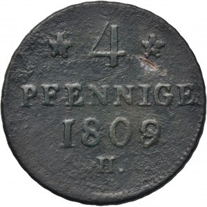 Německo, Sasko, Fridrich August III, 4 Fenigs 1809 H