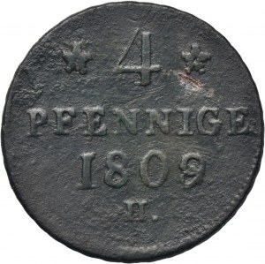 Germany, Saxony, Friedrich August I, 4 Pfennige 1809 H