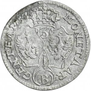Slezsko, pruská vláda, Fridrich II., 3 Krajcary Wrocław 1753 B