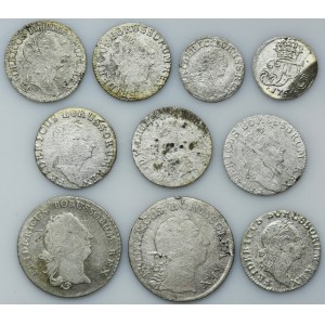 Set, Germany, Kingdom of Prussia, Friedrich II, Gröschel, 1 Kreuzer, 3 Kreuzer and 1/12 Thaler (10 pcs.)