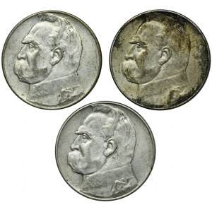 Zestaw, Piłsudski, 10 złotych 1935-1936 (3 szt.)