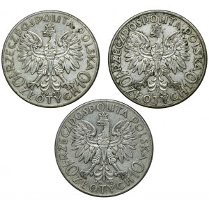 Zestaw, Głowa Kobiety, 10 złotych 1932 (3 szt.)