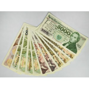 Set, 20-5,000 zloty - with commemorative prints (11 pieces).