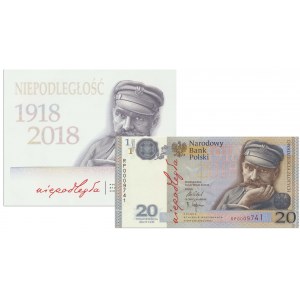 20 złotych 2018 - 100-lecie odzyskania Niepodległości - z unikatowym etui -